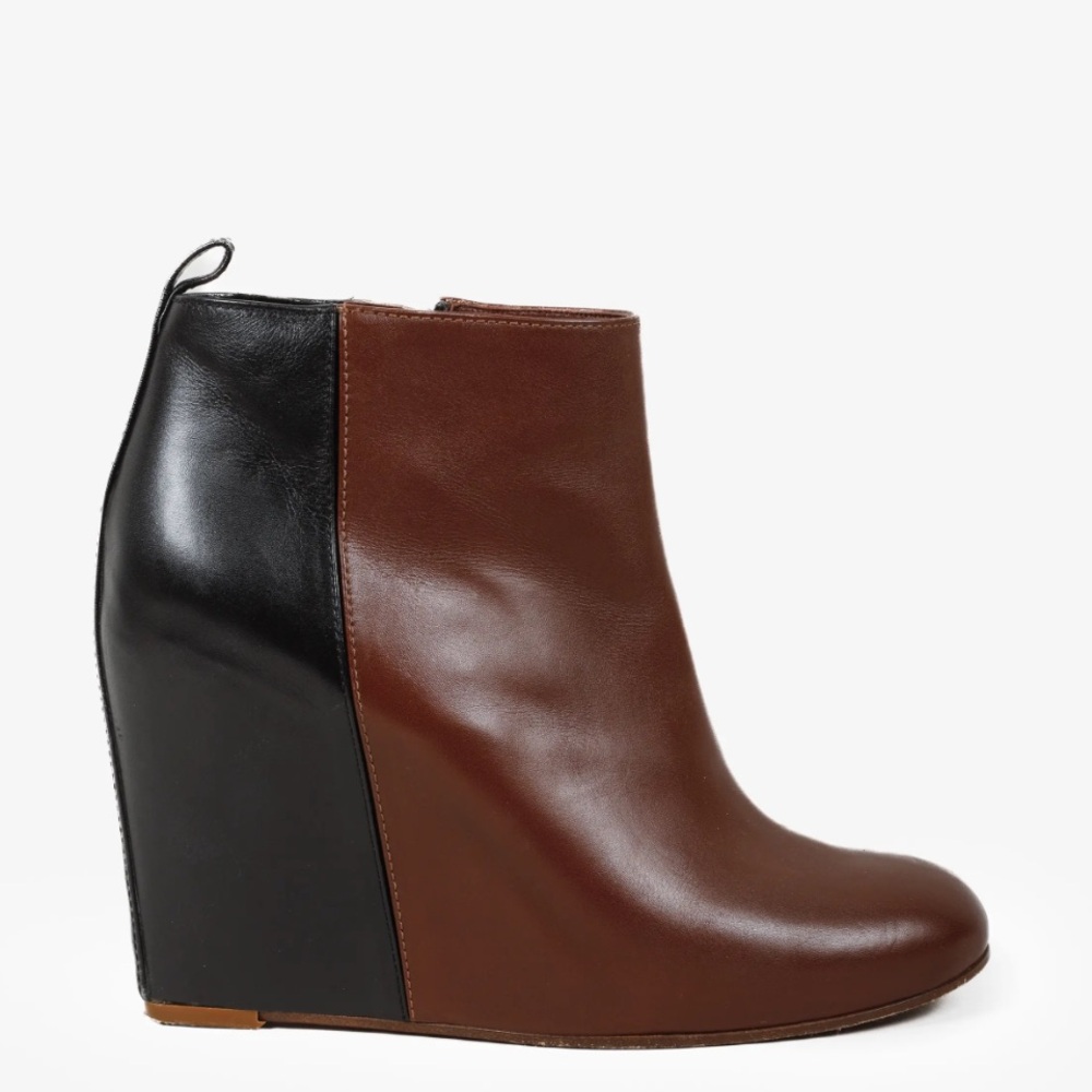 Celine Phoebe Philo limited edition Brown Black Wedge Ankle Boots 39 VGUC!